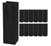 NATUCE Sacchetti Regalo per Bottiglie, 12 Pezzi Sacchetti di Vino Premium, Sacchetti Regalo Bottiglie con Manici, Ideali per Vino, Spumante e Champagne, 11 x 9 x 35 Cm (Nero)