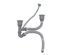 Natudeco Kit di Drenaggio per Doppio Tubo per Lavello Universale Set di Scolapiatti Doppio per Lavello Interno iniaio Inossidabile Adatto per La Cucina di Casa Drenaggio Rapido