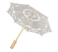 Natudeco Ombrello di fiori di pizzo Ombrello da sposa Ombrello da ricamo fatto a mano Ombrello da ballo Fotografia Ombrello Puntelli per concerti, teatri, forniture per palcoscenico(S-beige)