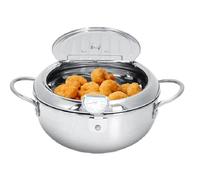 Natudeco Pentola per friggere iniaio Inossidabile Pentola per Tempura Antiaderente Friggitrice da Cucina Padella in Stile Giapponese Resistente agli Schizzi (2,2L)