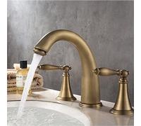 Natudeco Rubinetto a doppia maniglia Rubinetto per bagno a tre fori Rubinetto per bagno in rame diffuso Kit per finiture Valvola Rubinetto per lavabo in stile europeo(Marrone)