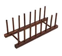 Natudeco Scaffale per piatti in bambù Porta per asciugatura lavello in legno 8 Slot per scolapiatti pieghevole Display per libri Scaffale per libri per la tazzaa ciotola Coperchio per pentole