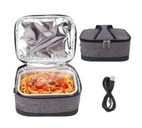 Natudeco Scaldavivande Elettrico USB Portatile Porta Pranzo Riscaldabile Elegante Piccola Borsa Per il Pranzo Riscaldata Per Viaggi, Ufficio, Campeggio e Pranzi al Sacco, Grigio