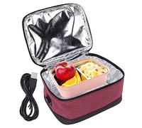 Natudeco Scaldavivande Portatile Borsa Per Il Pranzo con Riscaldamento USB Piccolo Forno Portatile Contenitore Per Il Riscaldamento degli Alimenti Elettrico Per Viaggi Ufficio Campeggio (Bordeaux)