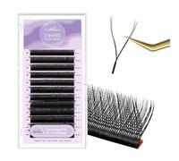 NATUHANA 2D YY Extension Ciglia Colorati 0.10mm D Curl 9-15mm Misto Vassoio Naturale Individuali Volume Russo Premade Fan Lash per Salone Professionale (9-15 Misto, Nero, 0,10D)