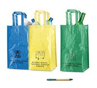 Natuiahan 3 Sacchetti per Il Riciclaggio Durevoli Borse per Raccolta Differenziata. Robusto, Pratico e Facile da Pulire e Trasportare. Include Una Penna di Carta Kraft.