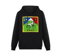 NATUOFU Felpa con cappuccio da uomo Bicycle Day Bike Trip LSD Acid Dr Albert Hofmann Acid Party Girocollo t-shirt, Nero , S