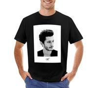 NATUOFU Pierre Niney T-shirt con ritratti di attore francese T-shirt grafica T-shirt da ragazzo con stampa animale T-shirt da uomo T-shirt grafica nera, Nero , L