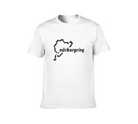 NATUOFU T-shirt da uomo girocollo Nurburgring Track Outline accuratamente progettata, ogni design è giusto bianco, bianco, L