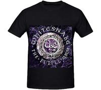 NATUOFU Whitesnake The Purple Album R & B Album Cover Uomo Girocollo Stampato T Shirt Nero, Nero , XL