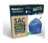 NATUR&CO Borsa per la spazzatura riutilizzabile, 15 l, multiuso, zero, plastica, ultra resistente, anti-odore, antibatterico, con legami scorrevoli, lavabile