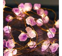 Natura Ametista Cristallo Luci Della Stringa per Camera Da Letto 10FT 40LEDs USB/Batteria Uva Luce di Cristallo Puro Viola Fata Luci Plug in per Vita Naturale Carino Stringa Luci per Ufficio