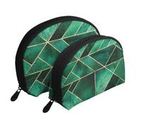 Natura astratta - verde smeraldo, Borsa per trucco a conchiglia Portamonete da donna Borsa da toilette piccola Borsa per cosmetici 2 pezzi