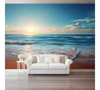 Natura Carta Da Parati Acqua Blu E Poco Profonda Riva Murale Seta Xxl Moderne Decorazione 400 X 280 Cm Per Decorazione Soggiorno Camera De Letto Sala Ufficio