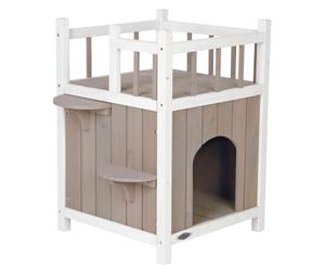 natura Cat's Home con balcone 45 × 65 × 45 cm grigio/bianco