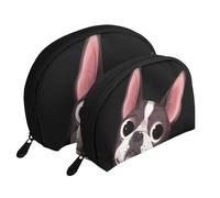Natura del Boston Terrier, Borsa per trucco a conchiglia Portamonete da donna Borsa da toilette piccola Borsa per cosmetici 2 pezzi