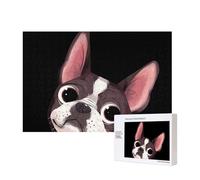 Natura del Boston Terrier,Puzzle in legno da 300 pezzi per famiglie, per adulti e adolescenti, decorazioni per la casa