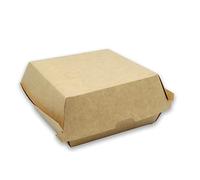 NATURA DENTRO - ECOPACKAGING Scatola Hamburger da Asporto HL-BOX, Coperchio Incernierato Richiudibile, Contenitore Monouso, Imballaggio Resistente ai Grassi, 50 Pezzi, 12x12x7 cm Avana