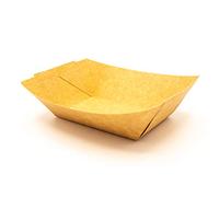 NATURA DENTRO - ECOPACKAGING Vassoio Kraft CKB, 250pz, Vassoio per Alimenti Fritti, Monoporzione, Antigrasso, Biodegradabile, Fingerfood, Take Away, Asporto, 140x105mm h37