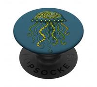Natura estetica della creatura del mare profondo dell'oceano retrò delle meduse PopSockets PopGrip Adesivo