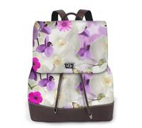 Natura Floreale Stampa Primavera Donne Zaino Impermeabile Antifurto Leggero Pu Moda Pelle Nylon Scuola Borsa a Tracolla Zaino Da Viaggio, Nero , Taglia unica