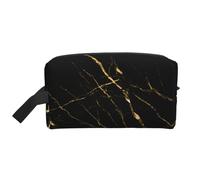 Natura in marmo nero dorato, Borsa per il trucco Borsa per cosmetici Borsa da viaggio portatile da viaggio Borsa per trucco Organizer