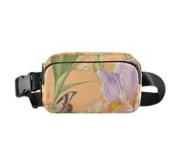 Natura Iris Fiori Pesca Carino Crossbody Bag Marsupio per Uomo Donna Impermeabile Cintura Portafoglio da Viaggio con Cinghia Regolabile per Shopping Sport Lavoro, Natura Iris Fiori Pesca, 1 size