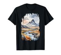 Natura Islanda dipinto acquerello arte vintage viaggi vulcan Maglietta