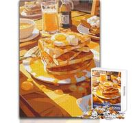 Natura morta con colazione, pancake e arancia, puzzle da 1000 pezzi, gioco divertente per lo sviluppo cognitivo, regalo speciale per una celebrazione premurosa, dimensioni 38x26cm