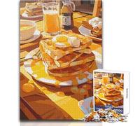 Natura morta con colazione, pancake e arancia, puzzle per adolescenti, 1000 pezzi, gioco educativo di osservazione, regalo perfetto e significativo per le feste, dimensioni 50x75cm