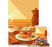 Natura morta con colazione, pancake e caffè Puzzle da 1000 pezzi per adolescenti Allenamento intelligente Fuga tranquilla Taglio perfetto Regalo invernale (50x75cm)