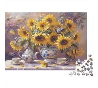 Natura morta con girasoli, campo di girasoli colorati in controluce, puzzle da 1000 pezzi per adulti, bellissima decorazione, divertente regalo, 70x50cm/1000pcs