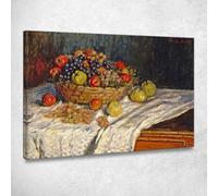 Natura Morta Con Mele E Uva 1879 Claude Monet, mnt62 quadro stampato su tela, fine art, assemblato pronto da appendere 150x105 cm