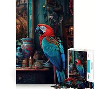 Natura morta con pappagallo, puzzle vintage da 1000 pezzi per adolescenti, gioco stimolante e divertente, arte da collezione con dettagli nitidi (38x52cm)