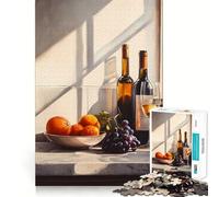 Natura morta con vino e frutta - Puzzle da 1000 pezzi per adolescenti - Gioco di abilità mentale - Design rilassante - Assemblaggio - Regalo premuroso 38x26cm