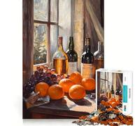 Natura morta con vino e frutta - Puzzle per ragazzi da 1000 pezzi - Rafforza la memoria - Semplice e divertente - Bordo di qualità - Regalo memorabile 50x75cm