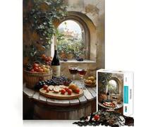 Natura morta con vino e uva - Puzzle per adulti da 1000 pezzi - Gioco di abilità e ragionamento - Divertimento lento - Taglio preciso - Pezzo da collezione 38x52cm