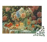 Natura morta floreale estiva, puzzle da 1000 pezzi, dipinto di natura morta con fiori rigogliosi per adulti, giochi educativi, decorazione per la casa, regalo di compleanno, 70x50cm