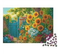 Natura morta girasole Puzzle 1000 Pezzi Idea Regalo Uomo e Donna, Natura morta di girasole con tazza da tè, Puzzle Decompressivo Educativo, Divertente per Famiglie