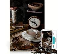 Natura morta vintage con caffè,adolescenti,puzzle da 1000 pezzi,gioco di memoria,incastro perfetto,nessun pezzo si stacca,gioco per allenare la mente,ideale da portare in viaggio,regalo perfetto