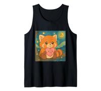 Natura Panda rosso che tiene cuore notte stellata design Canotta