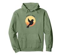 Natura retrò della sagoma dell'alba dell'uccello anticip Felpa con Cappuccio, Unisex per Adulti, Verde Salvia, M