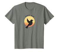 Natura retrò della sagoma dell'alba dell'uccello anticip Maglietta, Bambini, Verde Militare mélange, 10 Anni