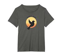 Natura retrò della sagoma dell'alba dell'uccello anticip Maglietta, Donna Plus-Size, Asfalto, 1X
