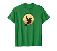 Natura retrò della sagoma dell'alba dell'uccello anticip Maglietta, Uomo, Verde Mela, M