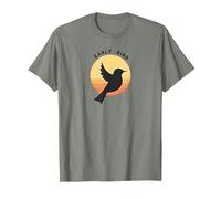 Natura retrò della sagoma dell'alba dell'uccello anticip Maglietta, Uomo, Verde Militare mélange, S