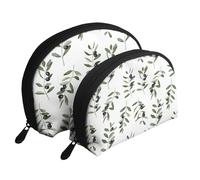 Natura stile acquerello ramo d'ulivo, Borsa per trucco a conchiglia Portamonete da donna Borsa da toilette piccola Borsa per cosmetici 2 pezzi