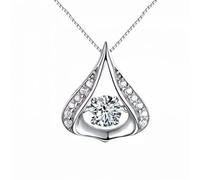 Natural 5A Zirconia Crystal Gemstone Ciondolo 925 Collana a Catena in Scatola Collane Girocollo Femminile