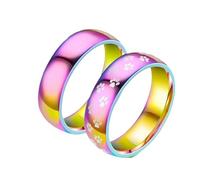 Natural,6=16mm,2 pz anelli di coppia in acciaio al titanio, anelli colorati della zampa del gatto, anello dimagrante, perdere peso brucia grassi anello di moda