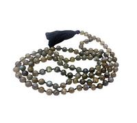 Natural AAA Labradorite 108 Mala Collana | Labradorite Mala | 108 Collana con perline di preghiera | Braccialetto Mala annodato a mano | Japa Mala | Perline rotonde da 8 mm | Nappa da meditazione